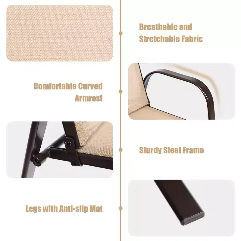 Costway Lot de 4 Chaises de Patio Jardin avec Accoudoir Marron/Beige/Gris