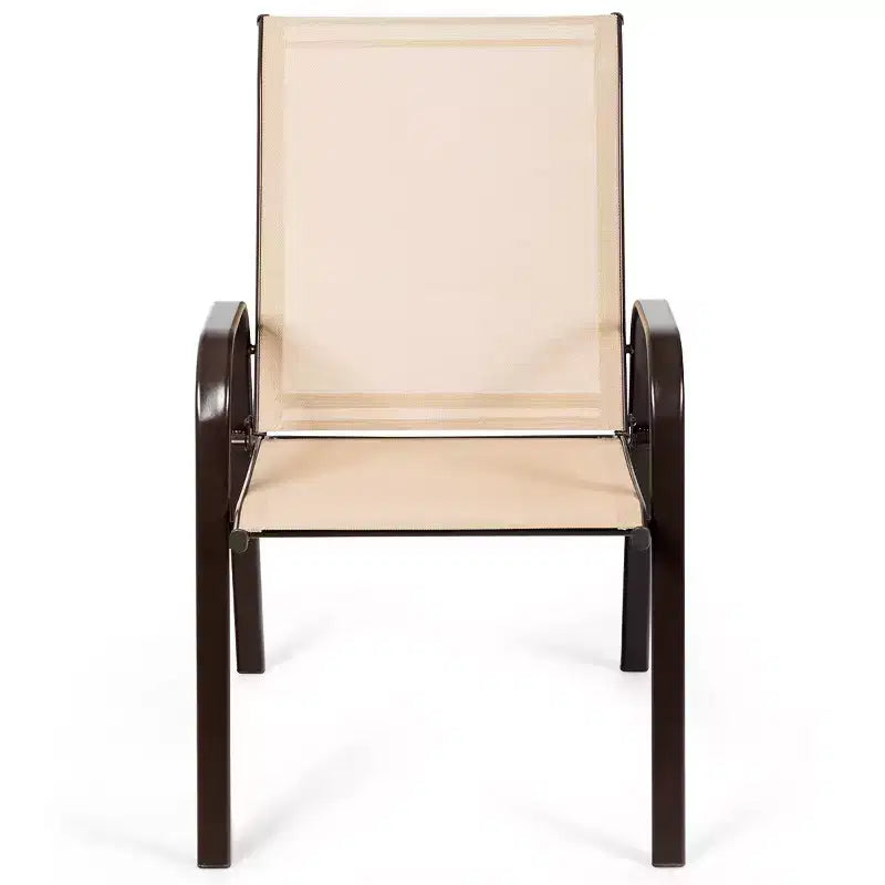 Costway Lot de 4 Chaises de Patio Jardin avec Accoudoir Marron/Beige/Gris