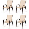 Costway 4PCS Patio Chairs Garden Deck Yard with Armrest Brown/Beige/Gray