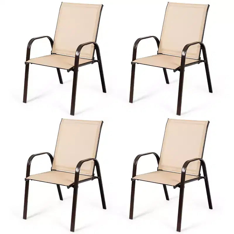 Costway 4PCS Patio Chairs Garden Deck Yard with Armrest Brown/Beige/Gray