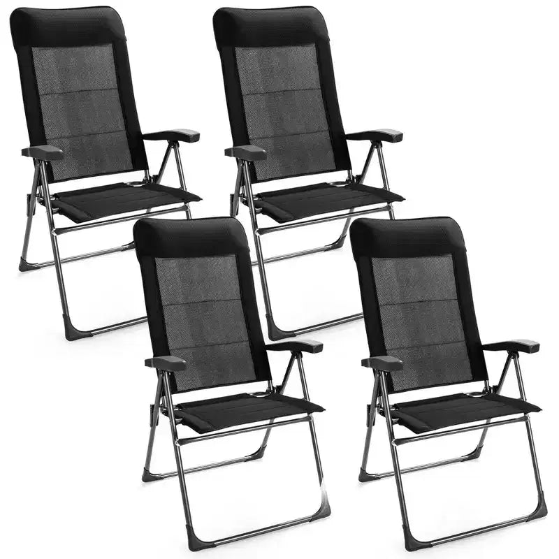 Costway 2/4PCS Patio Folding Dining Chairs Portable Camping Headrest Adjust Black
