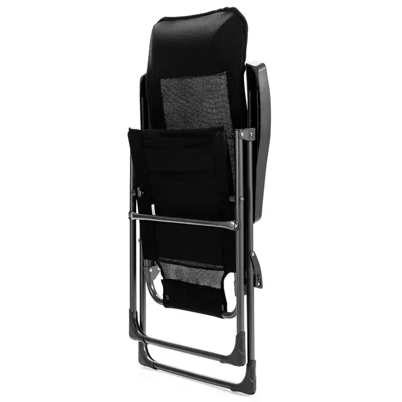 Costway Lot de 2/4 chaises pliantes de salle à manger pour patio, portables, appui-tête réglable, noires