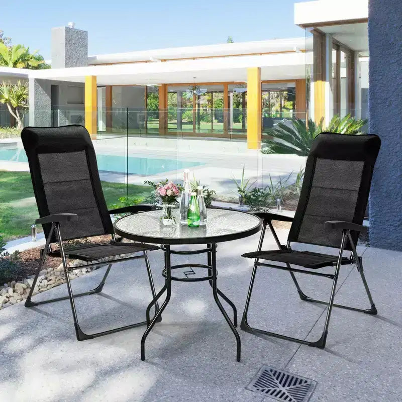 Costway Lot de 2/4 chaises pliantes de salle à manger pour patio, portables, appui-tête réglable, noires