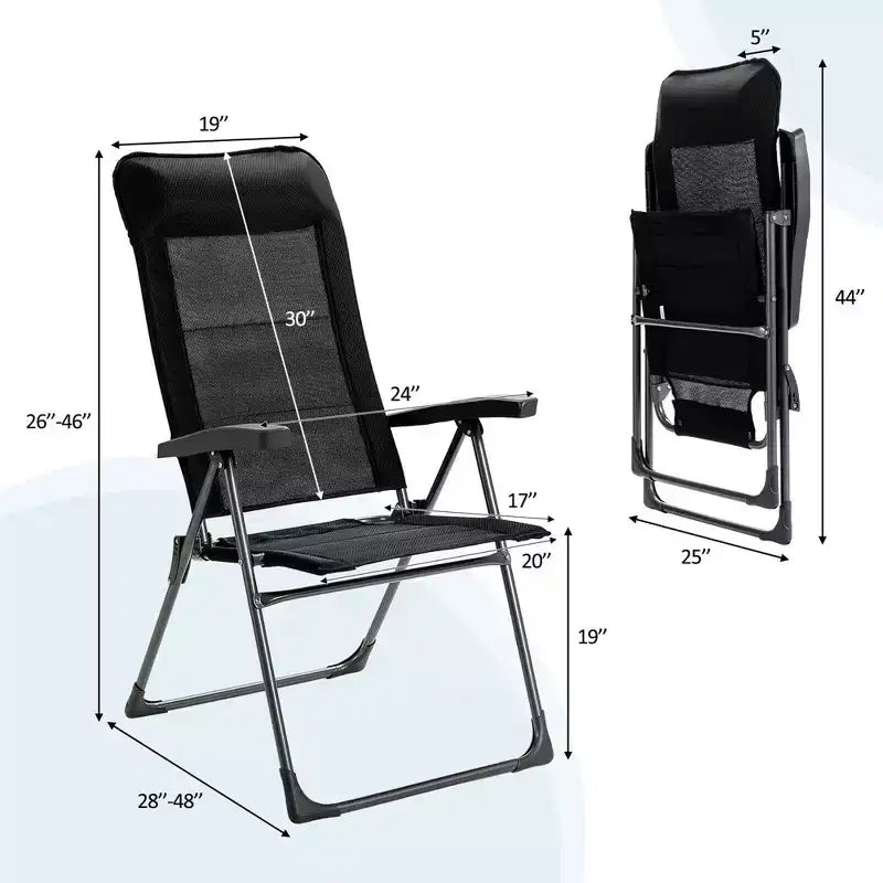 Costway Lot de 2/4 chaises pliantes de salle à manger pour patio, portables, appui-tête réglable, noires