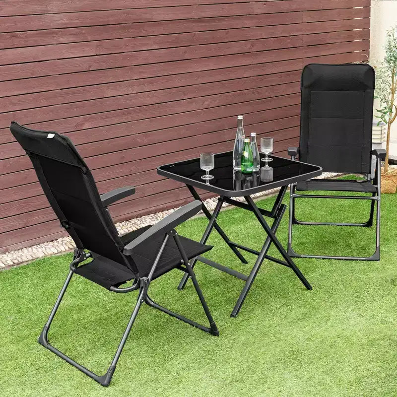 Costway Lot de 2/4 chaises pliantes de salle à manger pour patio, portables, appui-tête réglable, noires