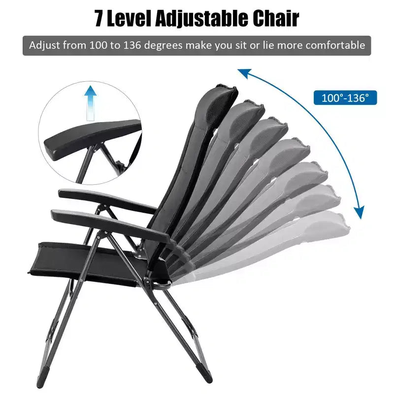 Costway Lot de 2/4 chaises pliantes de salle à manger pour patio, portables, appui-tête réglable, noires