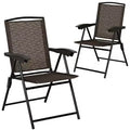 Costway 2PCS Folding Sling Chairs Steel Armrest Patio Camping W/Adjustable Back