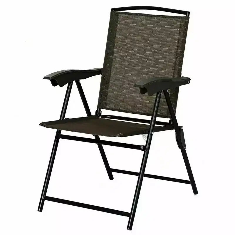 Lot de 2 chaises pliantes Costway avec accoudoirs en acier, idéales pour la terrasse et le camping, dossier réglable