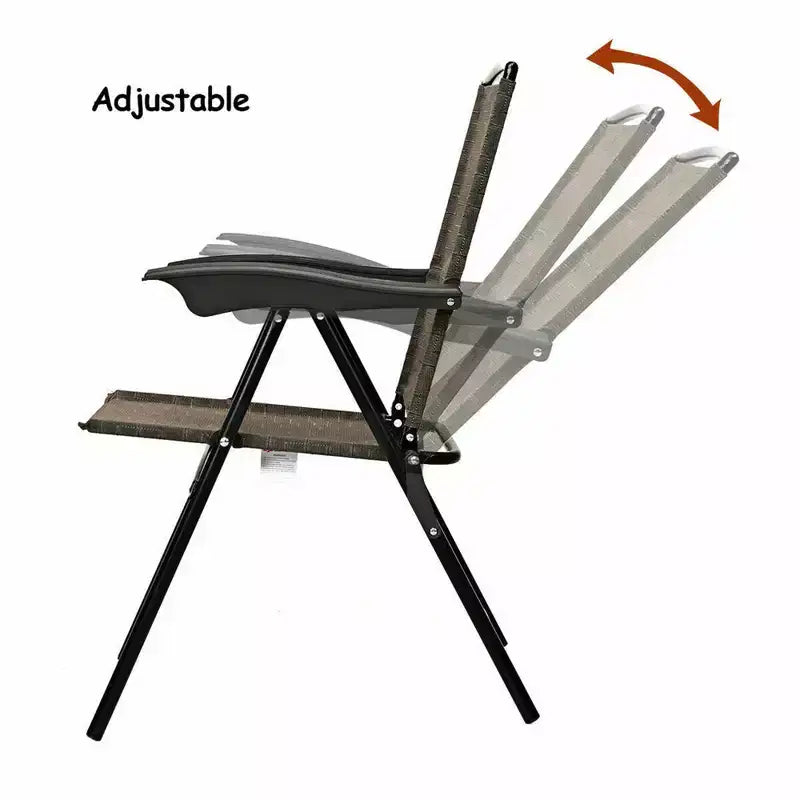 Lot de 2 chaises pliantes Costway avec accoudoirs en acier, idéales pour la terrasse et le camping, dossier réglable