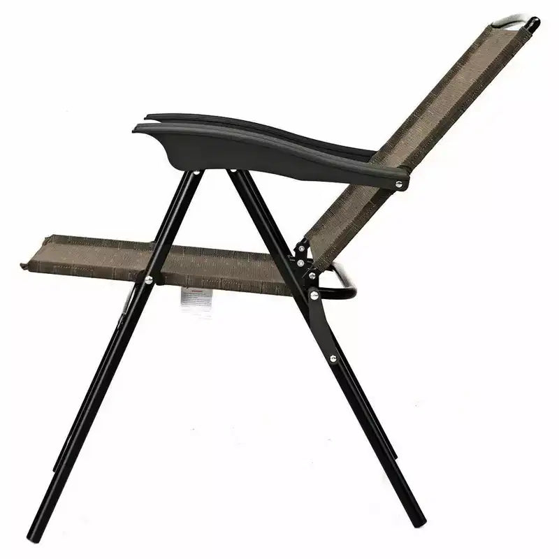 Lot de 2 chaises pliantes Costway avec accoudoirs en acier, idéales pour la terrasse et le camping, dossier réglable