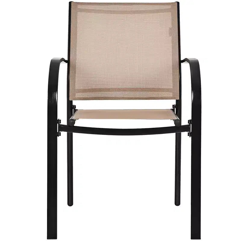Costway Lot de 2 chaises de salle à manger empilables avec accoudoirs pour jardin, terrasse, marron