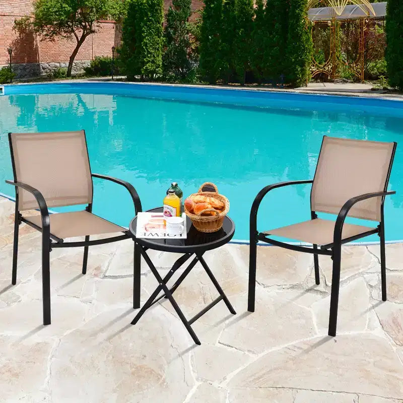 Lot de 4 chaises de salle à manger empilables Costway avec cadre en acier et tissu à séchage rapide
