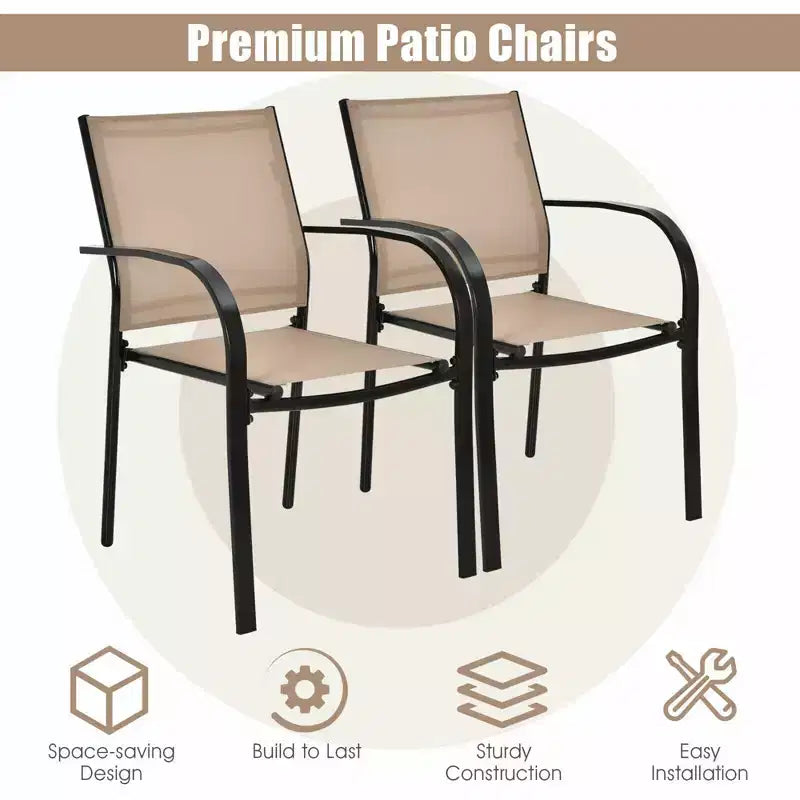 Lot de 4 chaises de salle à manger empilables Costway avec cadre en acier et tissu à séchage rapide