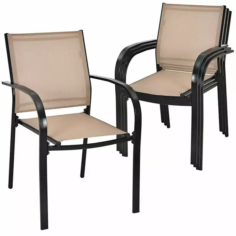 Lot de 4 chaises de salle à manger empilables Costway avec cadre en acier et tissu à séchage rapide