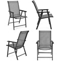 Costway Set of 4 Outdoor Patio Folding Chairs Camping Deck Garden Pool Beach W/Armrest