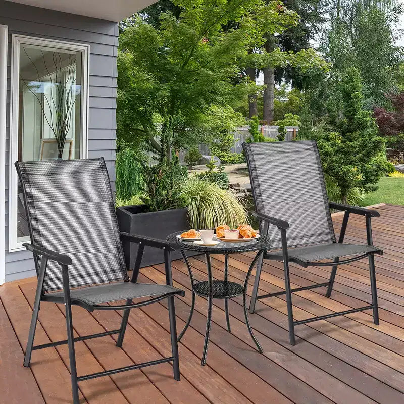 Costway Lot de 4 chaises pliantes d'extérieur pour patio, camping, jardin, piscine, plage avec accoudoir
