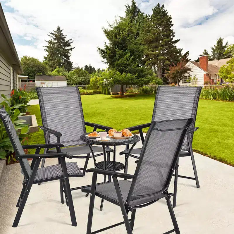 Costway Lot de 4 chaises pliantes d'extérieur pour patio, camping, jardin, piscine, plage avec accoudoir