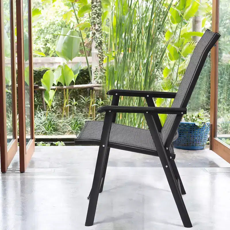 Costway Lot de 4 chaises pliantes d'extérieur pour patio, camping, jardin, piscine, plage avec accoudoir