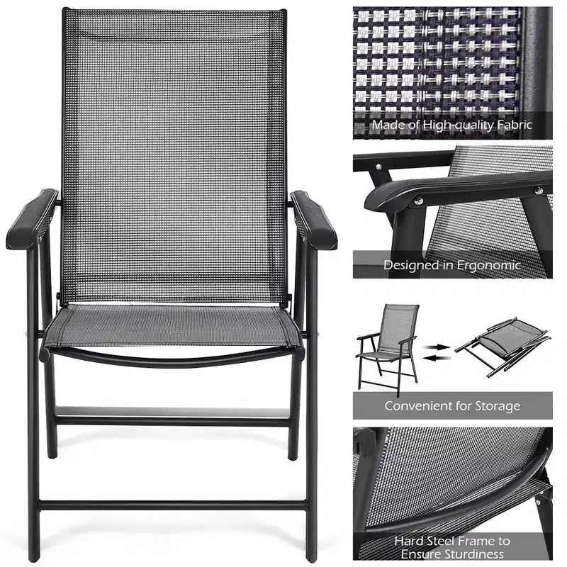 Costway Lot de 4 chaises pliantes d'extérieur pour patio, camping, jardin, piscine, plage avec accoudoir