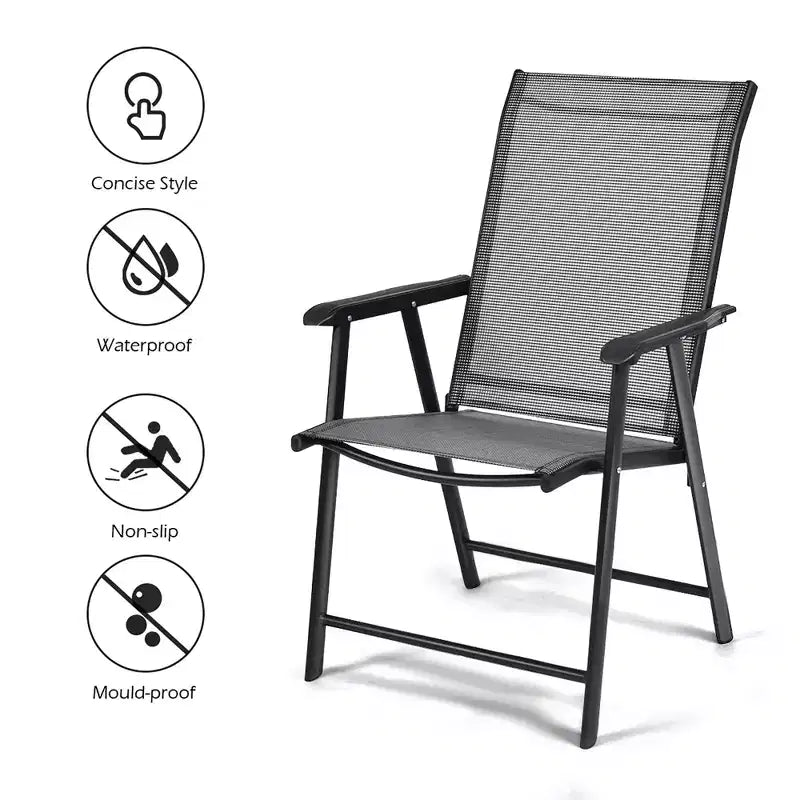 Costway Lot de 4 chaises pliantes d'extérieur pour patio, camping, jardin, piscine, plage avec accoudoir