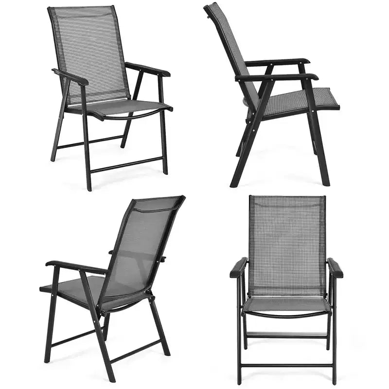 Costway Lot de 4 chaises pliantes d'extérieur pour patio, camping, jardin, piscine, plage avec accoudoir