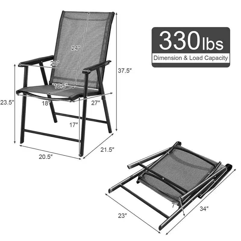 Costway Lot de 4 chaises pliantes d'extérieur pour patio, camping, jardin, piscine, plage avec accoudoir
