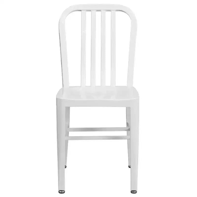 Chaise de salle à manger Merrick Lane Santorini de 18 pouces en acier galvanisé, utilisation intérieure/extérieure avec dossier à lattes et finition thermolaquée