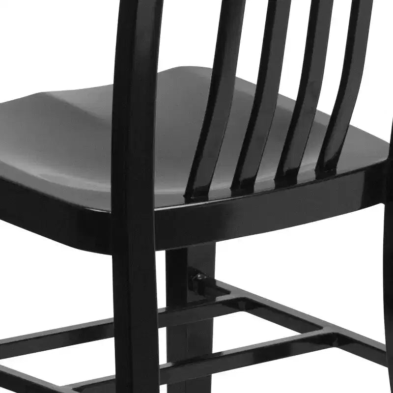 Chaise de salle à manger Merrick Lane Santorini de 18 pouces en acier galvanisé, utilisation intérieure/extérieure avec dossier à lattes et finition thermolaquée
