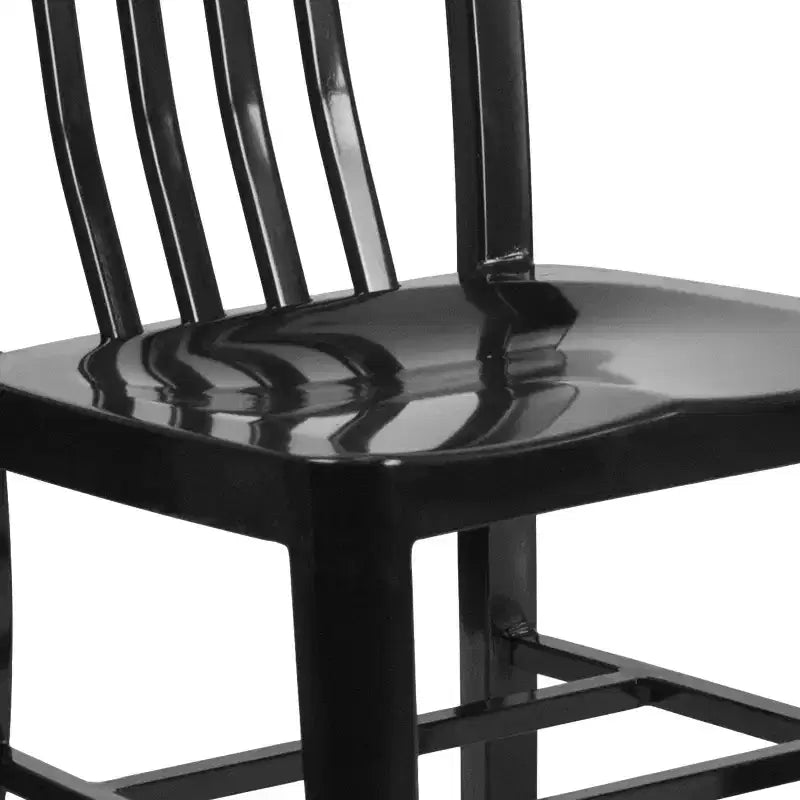 Chaise de salle à manger Merrick Lane Santorini de 18 pouces en acier galvanisé, utilisation intérieure/extérieure avec dossier à lattes et finition thermolaquée