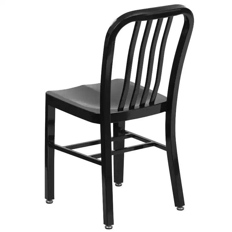 Chaise de salle à manger Merrick Lane Santorini de 18 pouces en acier galvanisé, utilisation intérieure/extérieure avec dossier à lattes et finition thermolaquée