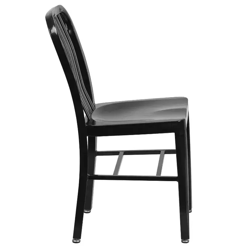 Chaise de salle à manger Merrick Lane Santorini de 18 pouces en acier galvanisé, utilisation intérieure/extérieure avec dossier à lattes et finition thermolaquée