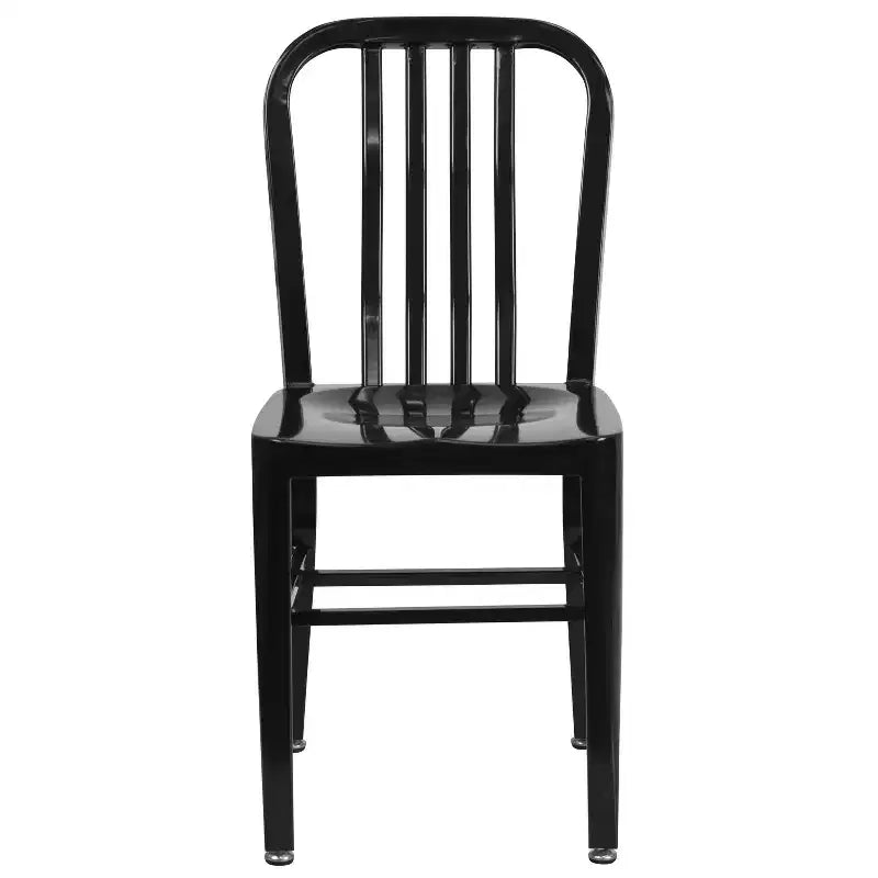 Chaise de salle à manger Merrick Lane Santorini de 18 pouces en acier galvanisé, utilisation intérieure/extérieure avec dossier à lattes et finition thermolaquée