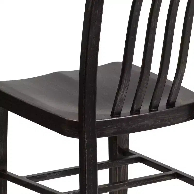 Chaise de salle à manger Merrick Lane Santorini de 18 pouces en acier galvanisé, utilisation intérieure/extérieure avec dossier à lattes et finition thermolaquée
