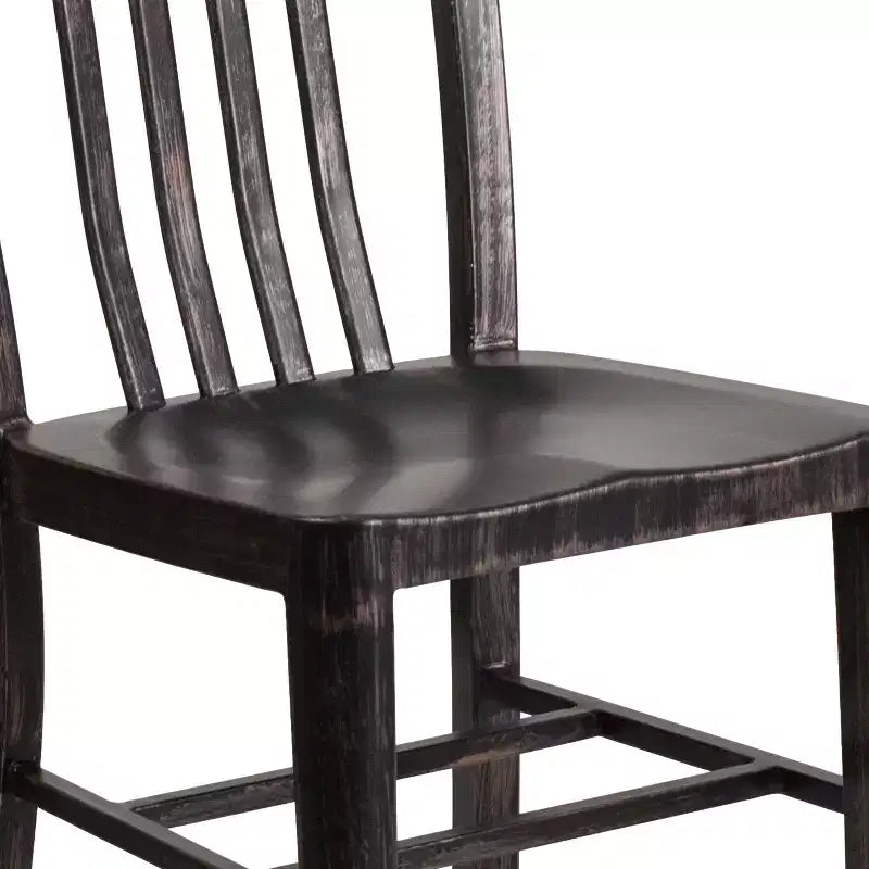 Chaise de salle à manger Merrick Lane Santorini de 18 pouces en acier galvanisé, utilisation intérieure/extérieure avec dossier à lattes et finition thermolaquée