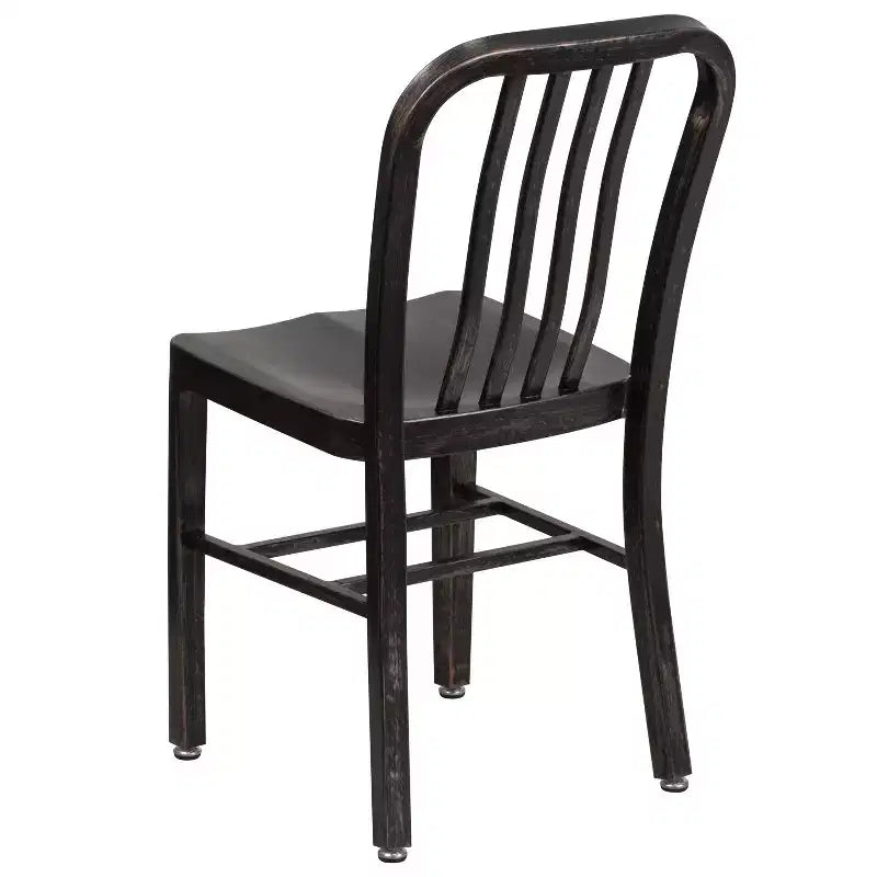 Chaise de salle à manger Merrick Lane Santorini de 18 pouces en acier galvanisé, utilisation intérieure/extérieure avec dossier à lattes et finition thermolaquée