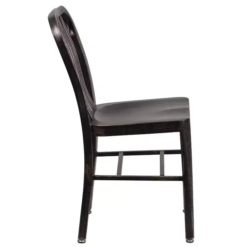 Chaise de salle à manger Merrick Lane Santorini de 18 pouces en acier galvanisé, utilisation intérieure/extérieure avec dossier à lattes et finition thermolaquée