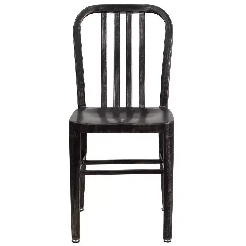 Chaise de salle à manger Merrick Lane Santorini de 18 pouces en acier galvanisé, utilisation intérieure/extérieure avec dossier à lattes et finition thermolaquée