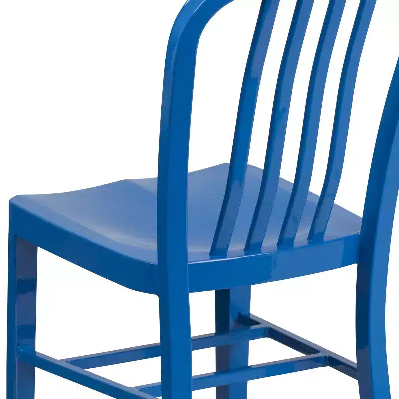 Chaise de salle à manger Merrick Lane Santorini de 18 pouces en acier galvanisé, utilisation intérieure/extérieure avec dossier à lattes et finition thermolaquée