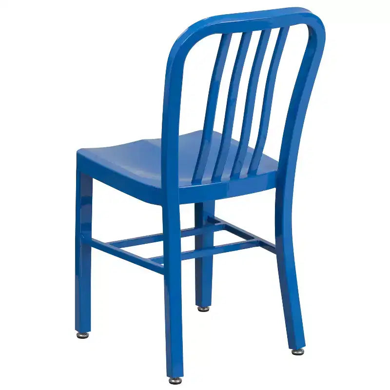 Chaise de salle à manger Merrick Lane Santorini de 18 pouces en acier galvanisé, utilisation intérieure/extérieure avec dossier à lattes et finition thermolaquée