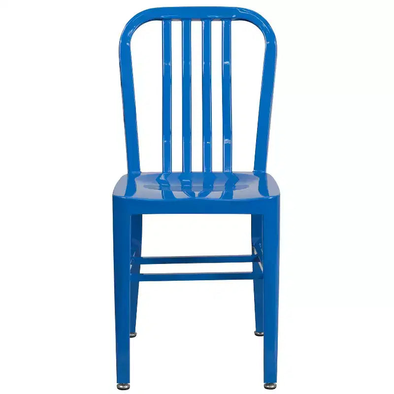 Chaise de salle à manger Merrick Lane Santorini de 18 pouces en acier galvanisé, utilisation intérieure/extérieure avec dossier à lattes et finition thermolaquée
