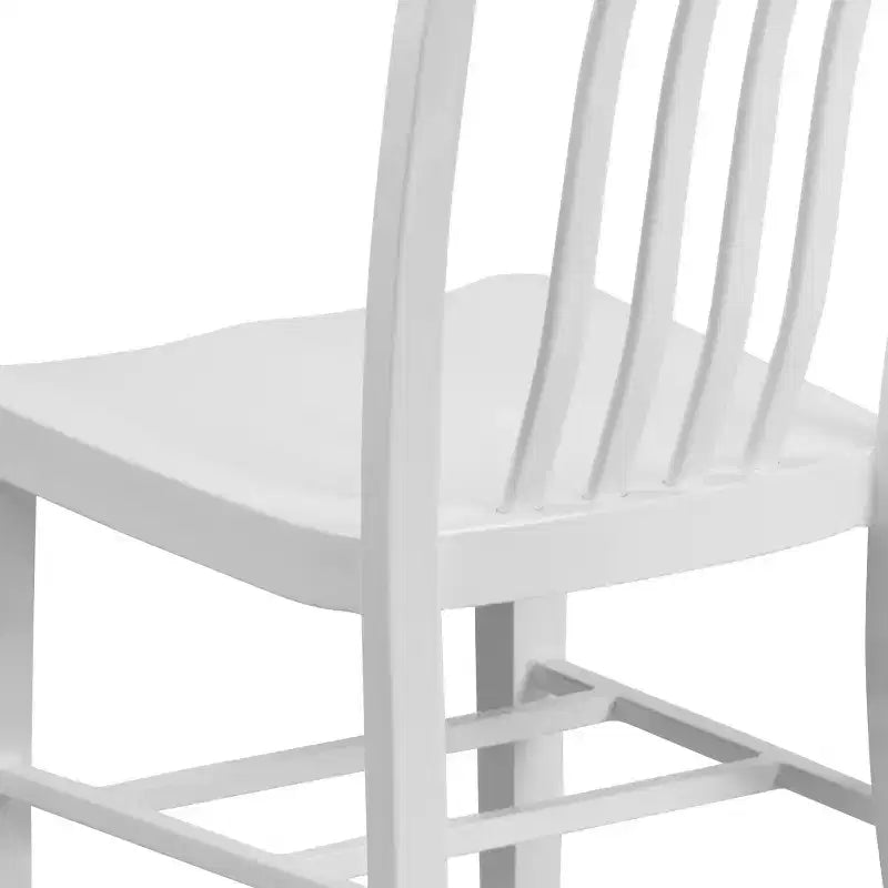 Chaise de salle à manger Merrick Lane Santorini de 18 pouces en acier galvanisé, utilisation intérieure/extérieure avec dossier à lattes et finition thermolaquée