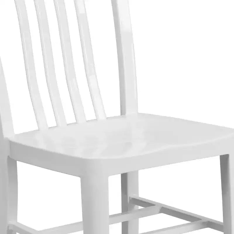 Chaise de salle à manger Merrick Lane Santorini de 18 pouces en acier galvanisé, utilisation intérieure/extérieure avec dossier à lattes et finition thermolaquée