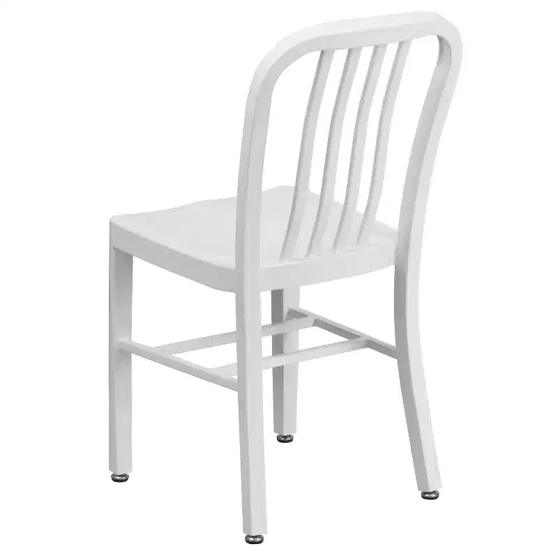 Chaise de salle à manger Merrick Lane Santorini de 18 pouces en acier galvanisé, utilisation intérieure/extérieure avec dossier à lattes et finition thermolaquée