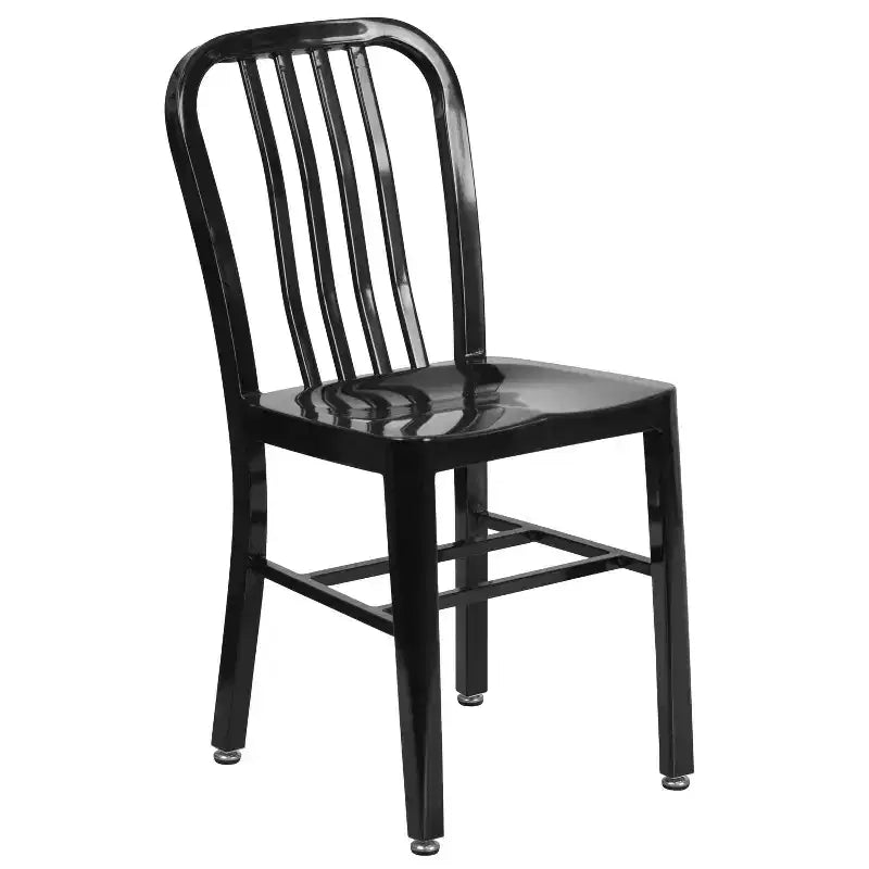 Chaise de salle à manger Merrick Lane Santorini de 18 pouces en acier galvanisé, utilisation intérieure/extérieure avec dossier à lattes et finition thermolaquée