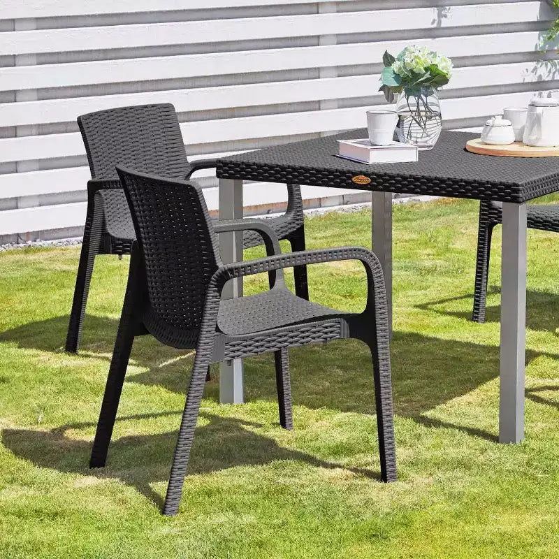 Koppla Chaises de jardin empilables en rotin 2 pièces - Lagon
