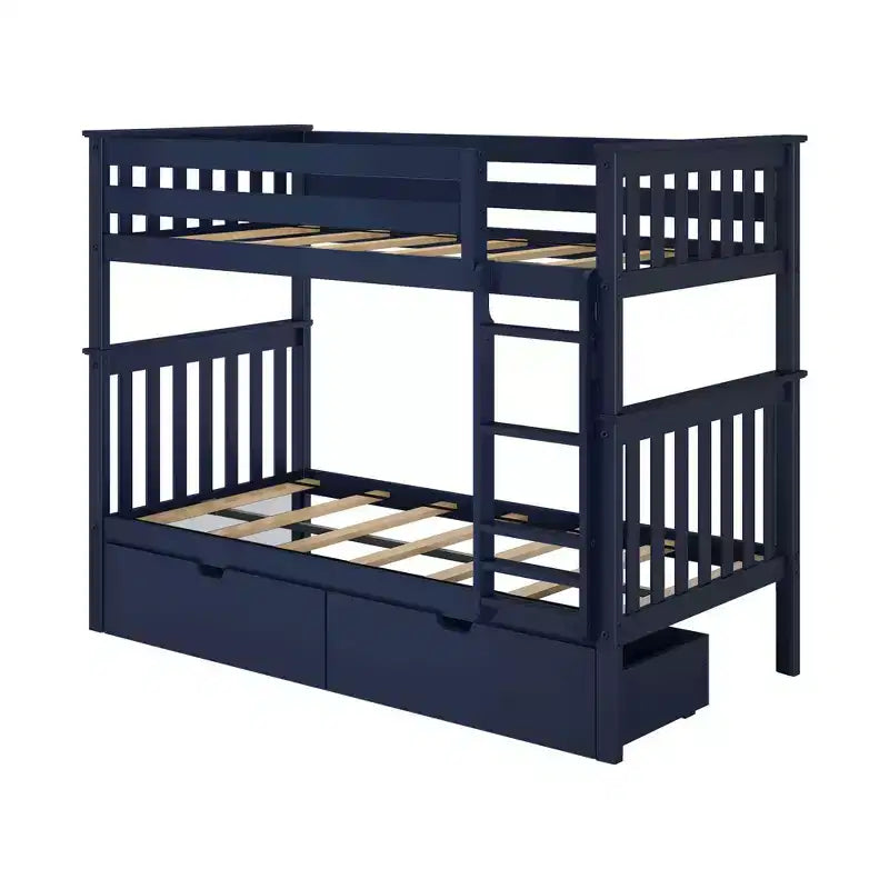 Lit superposé en bois massif pour enfants avec tiroirs de rangement