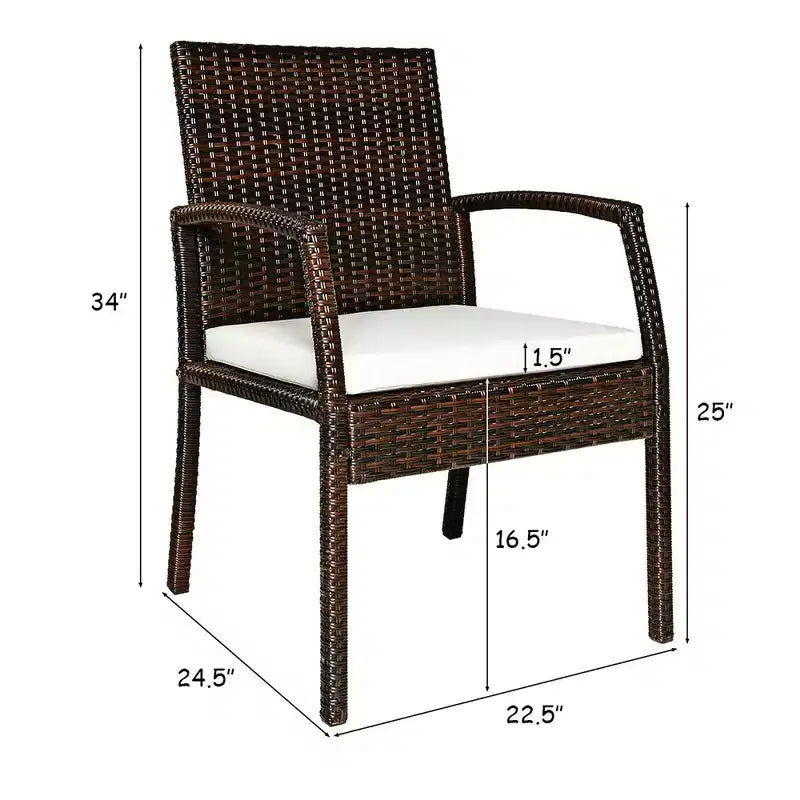 Costway Lot de 6 Chaises de Jardin en Rotin avec Coussins et Accoudoirs