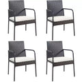 Costway 4PCS Patio Wicker Rattan Dining Chairs Cushioned Seats Armrest Garden