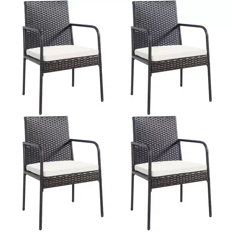 Costway 4PCS Patio Wicker Rattan Dining Chairs Cushioned Seats Armrest Garden