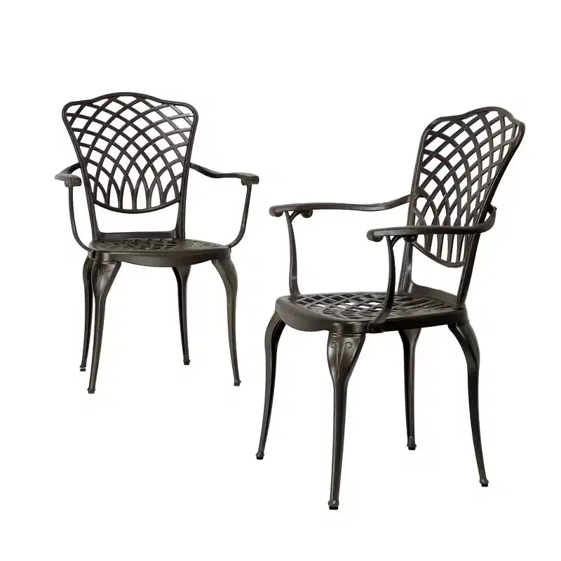 Kinger Home Ensemble de 2 chaises de patio extérieures pour 2 personnes, chaises de mobilier de patio en fonte d'aluminium, sièges de patio, bronze